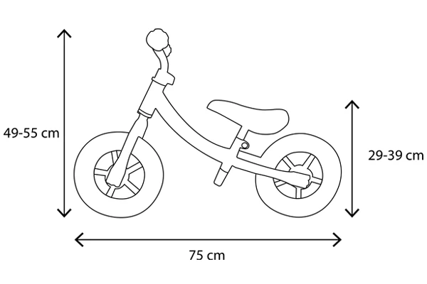 De afmetingen van de loopfiets
