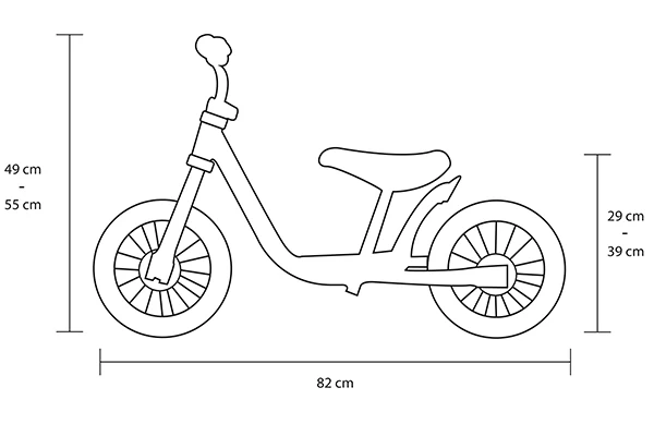 De afmetingen van de loopfiets