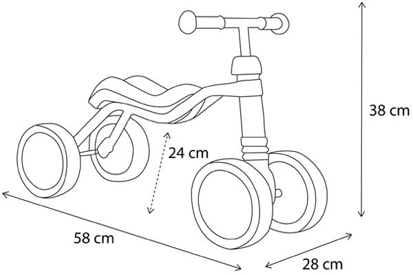 Afmetingen van de Wutsch loopfiets.