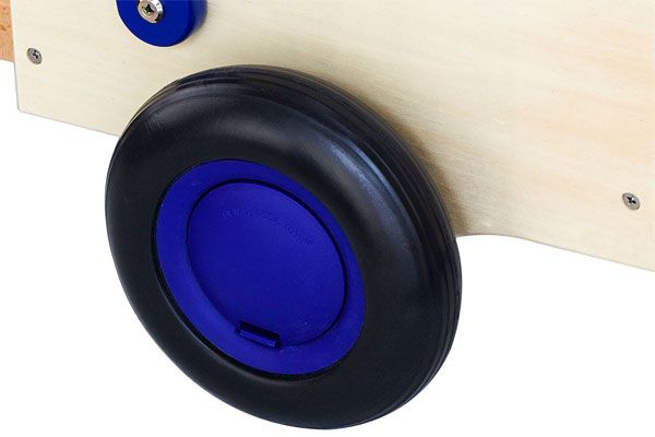 De wielen zijn geschikt voor binnen gebruik.