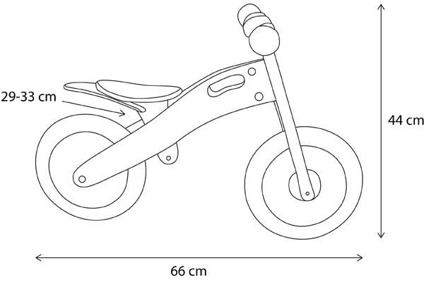 Formaat van de starter loopfiets.