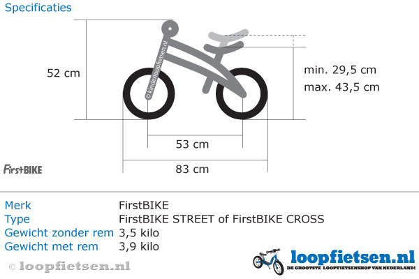 Specificaties betreft de Firstbike groen